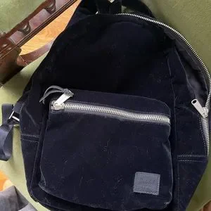 Herschel Dark Navy Blue Velvet Backpack Bag Purse New Herschel Supply Company Dark Navy Blue Velvet Backpack  main image 2